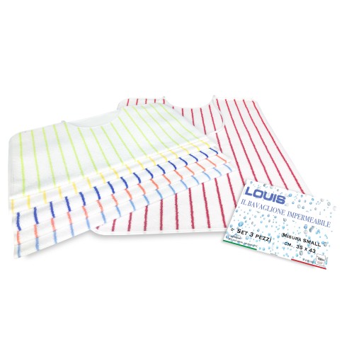3ER-SET LOUIS © wasserdichtes ERWACHSENEN-Lätzchen mit schmutzabweisenden Schnürsenkeln Größe SMALL komplett mit Waschbeutel
