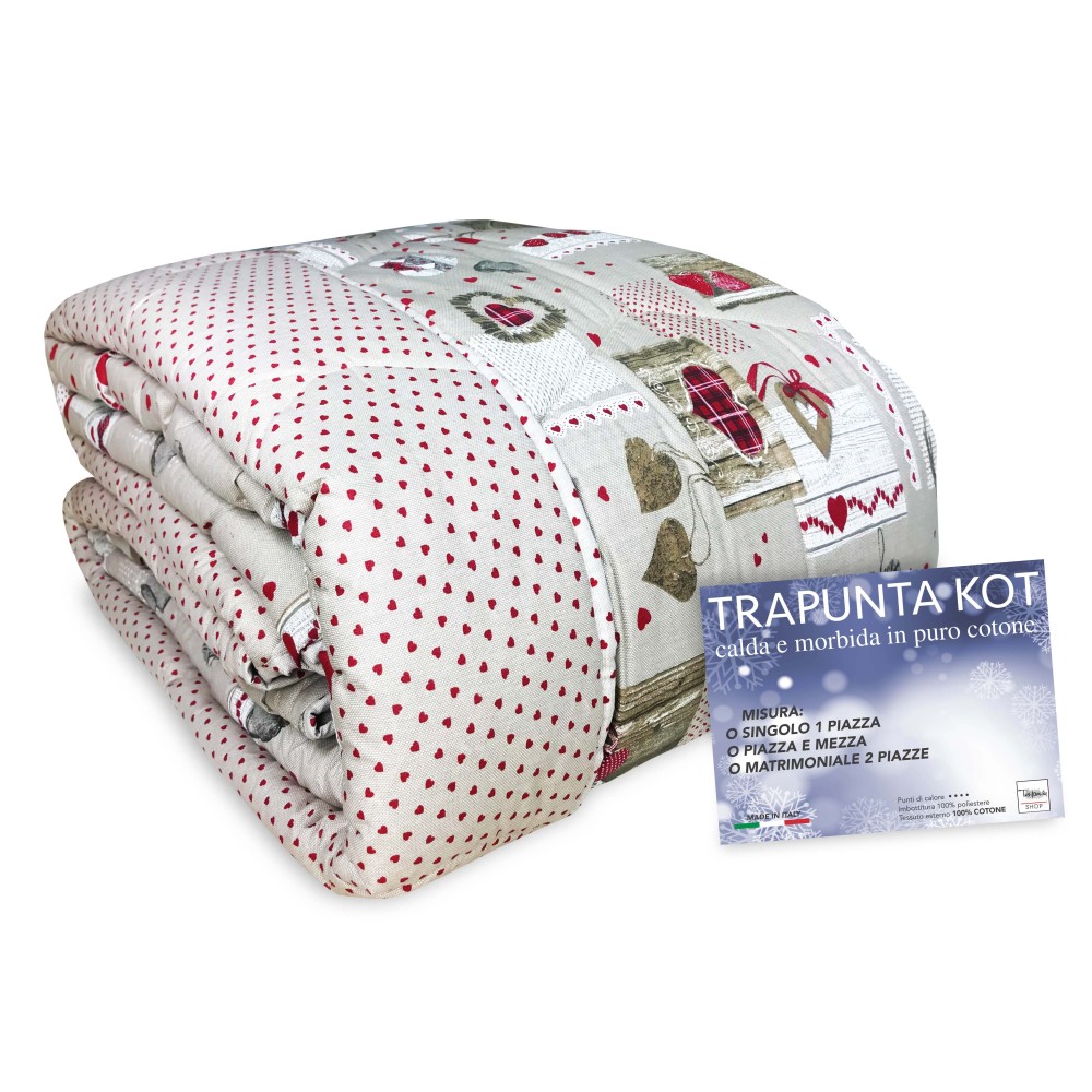 Tiroler KOT © QUILT DIS. CUORE HOLLY Made In ITALY reine Baumwolle
