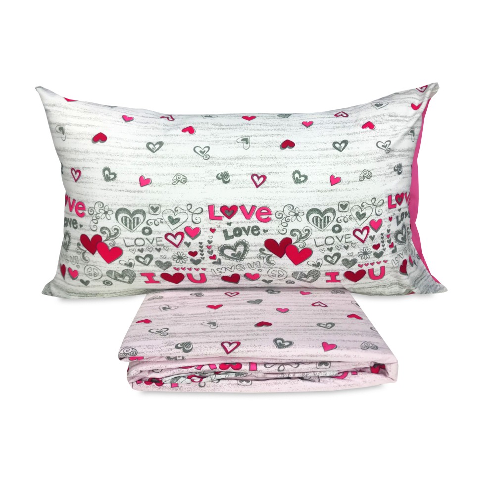 COPRIPIUMINO in Microfibra LOVE Rosa PEACE and LOVE