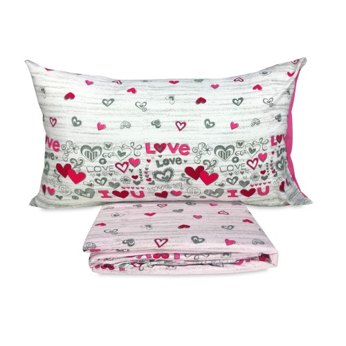 COPRIPIUMINO in Microfibra LOVE Rosa PEACE and LOVE