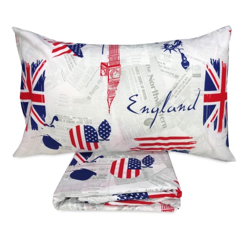 FUNDA NÓRDICA BANDERA BRITÁNICA y AMERICANA APPLE y Sherlock Holmes