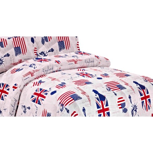 BETTBEZUG BRITISCHE und AMERIKANISCHE FLAGGE Apple und Sherlock Holmes