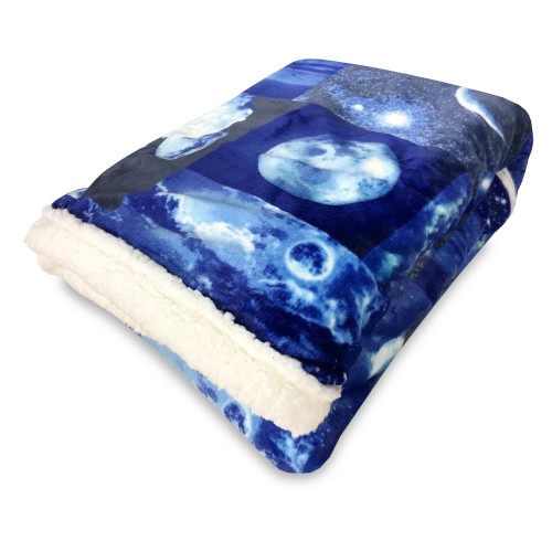 PLAID IN PILE SHERPA COPERTA LUNA LUNARE