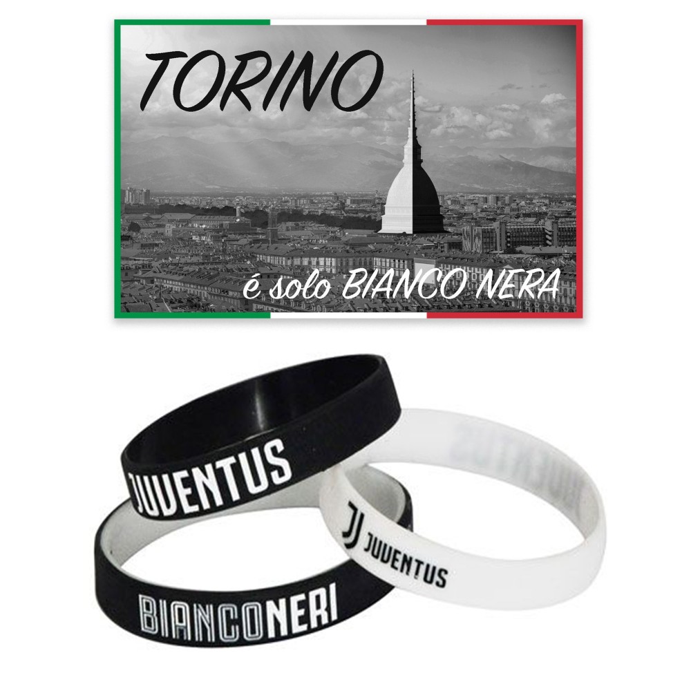 Set tre braccialetti originali Juventus in morbido silicone