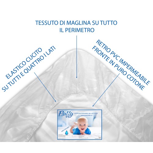 FUNDA DE COLCHÓN IMPERMEABLE DE PVC ANTIÁCAROS CUNA ESPONJOSA ANTI-ORINA en puro algodón