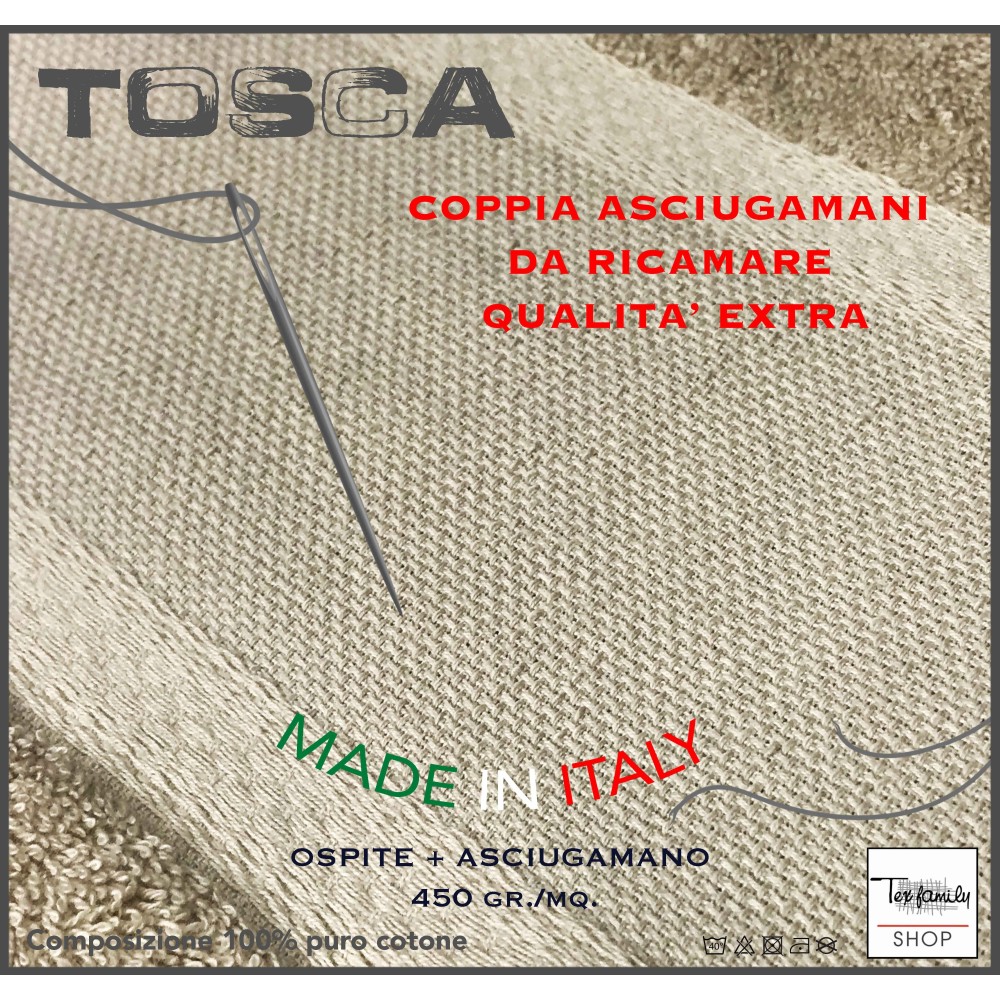 Set asciugamano + ospite in spugna di cotone e tela aida da ricamare a punto croce