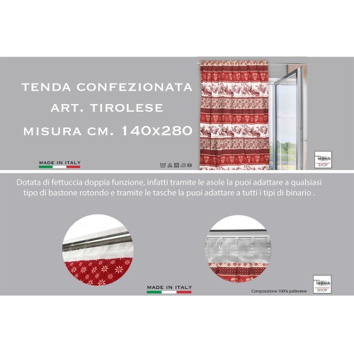TENTE TYROL ROUGE de style montagnard CM. 180X280 FABRIQUÉ EN ITALIE