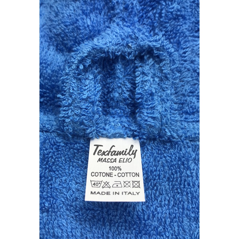 HI TECH + © BABY BOY BADEMANTEL AUS FROTTEE AUS REINER BAUMWOLLE, MADE IN ITALY, HELLBLAU