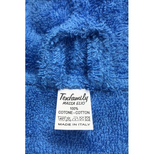 HI TECH + © BABY BOY BATHROBE IN PURE COTTON TERRY CLOTH MADE IN ITALY LIGHT BLUE