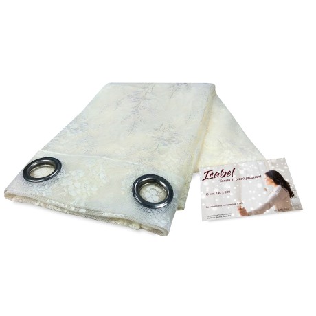 TENDA tendaggio ISABEL panna cm. 140X280 CONFEZIONATA in PIZZO jacquard