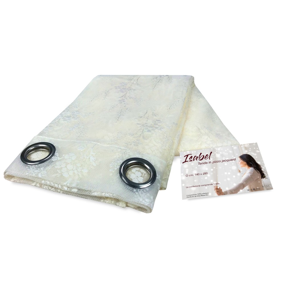 CORTINA ISABEL crema cm. 140X280 CONFECCIONADO EN ENCAJE JACQUARD