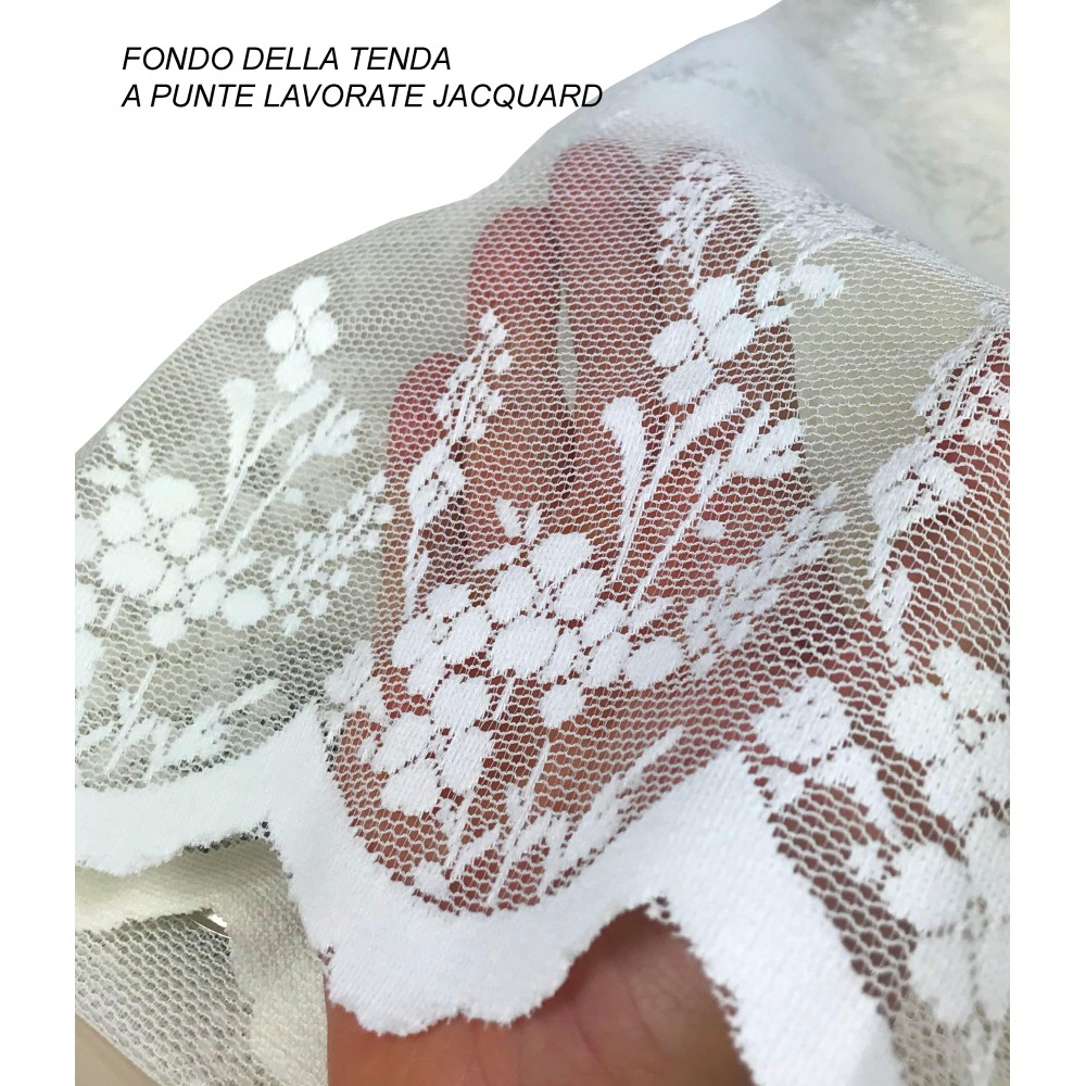 TENDA tendaggio ISABEL panna cm. 140X280 CONFEZIONATA in PIZZO jacquard