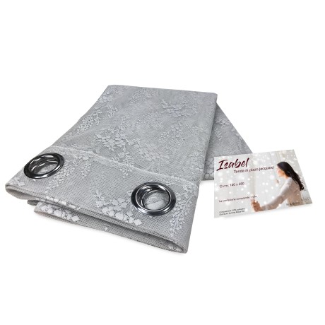 VORHANG ISABEL grau cm. 140X280 AUS JACQUARD-SPITZE