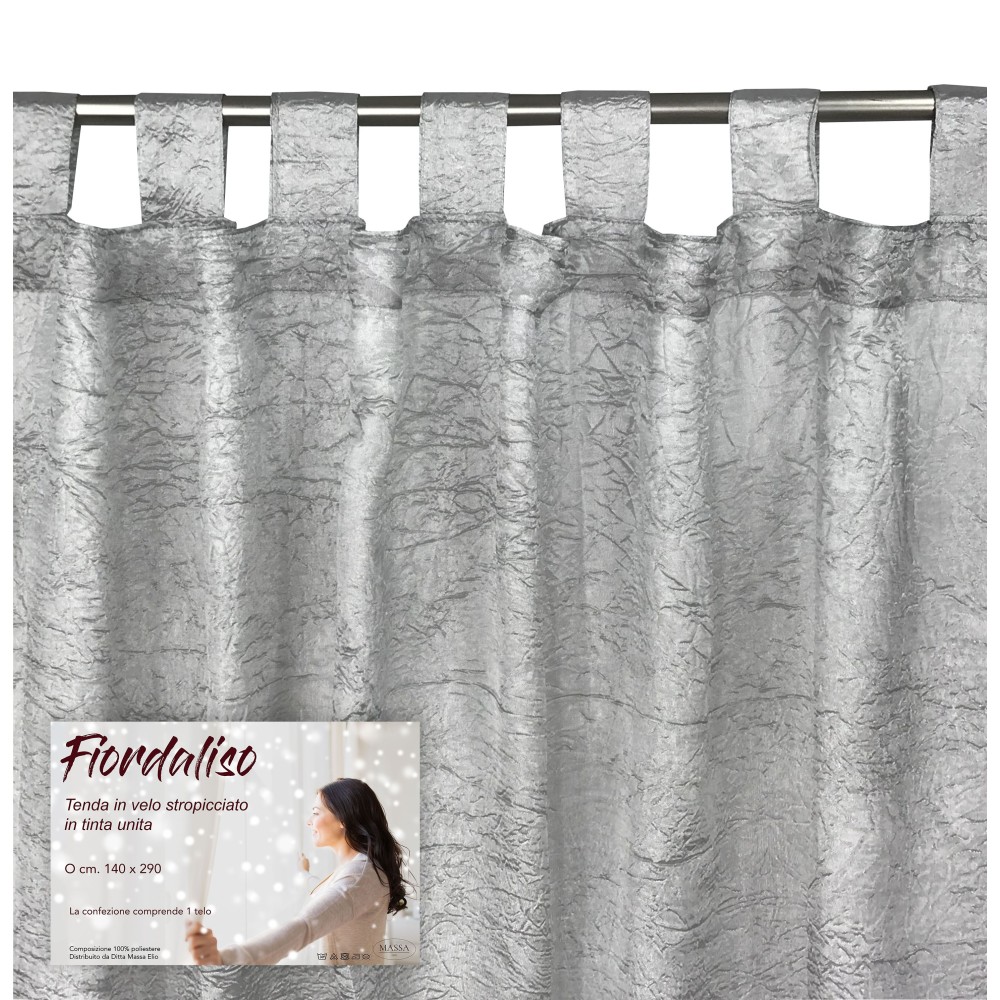 FIORDALISO CURTAIN in SOLID GREY cm. 140X290 Packaged