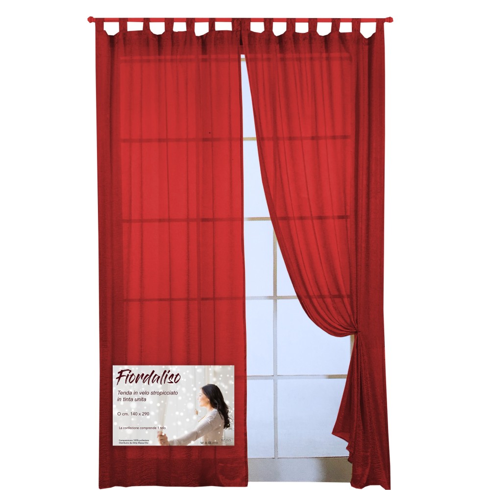 TENDA FIORDALISO  in tinta unita BORDEAUX CM. 140X290 confezionata