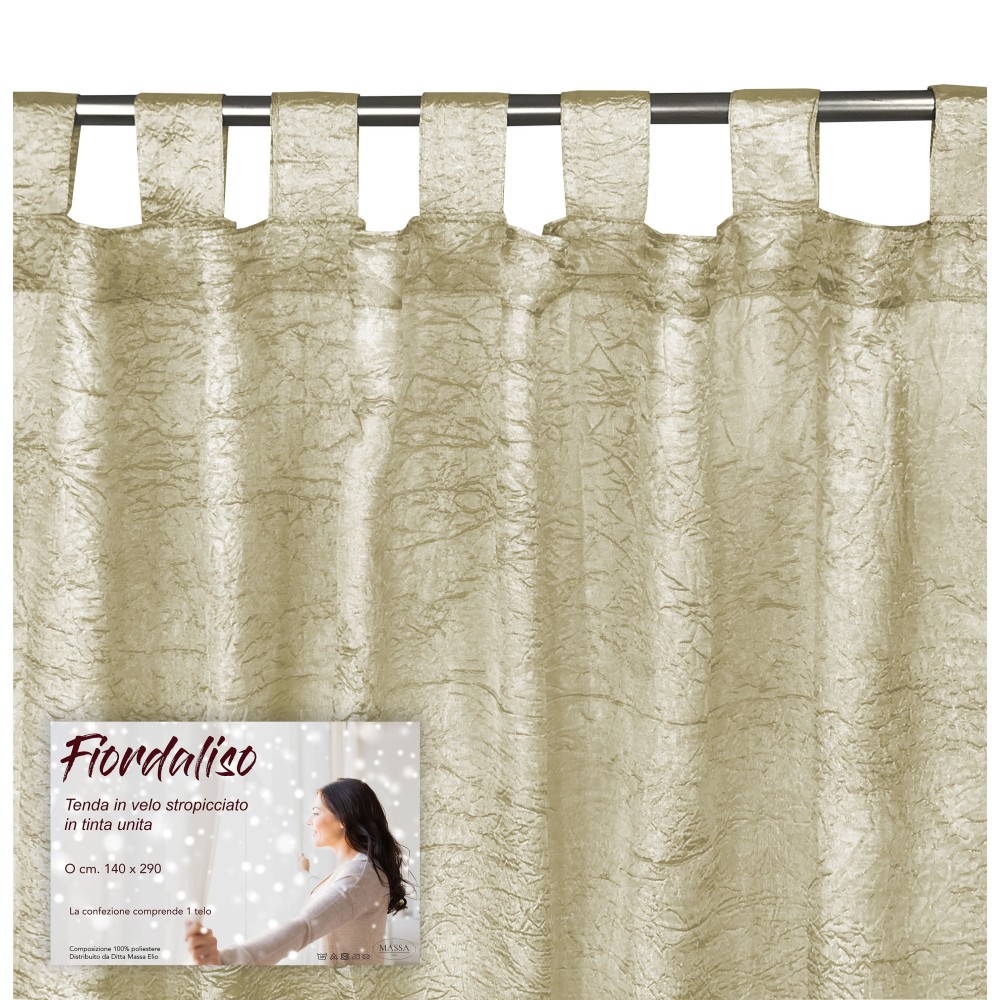 FIORDALISO CURTAIN in solid color GOLDEN YELLOW CM. 140X290 Packaged