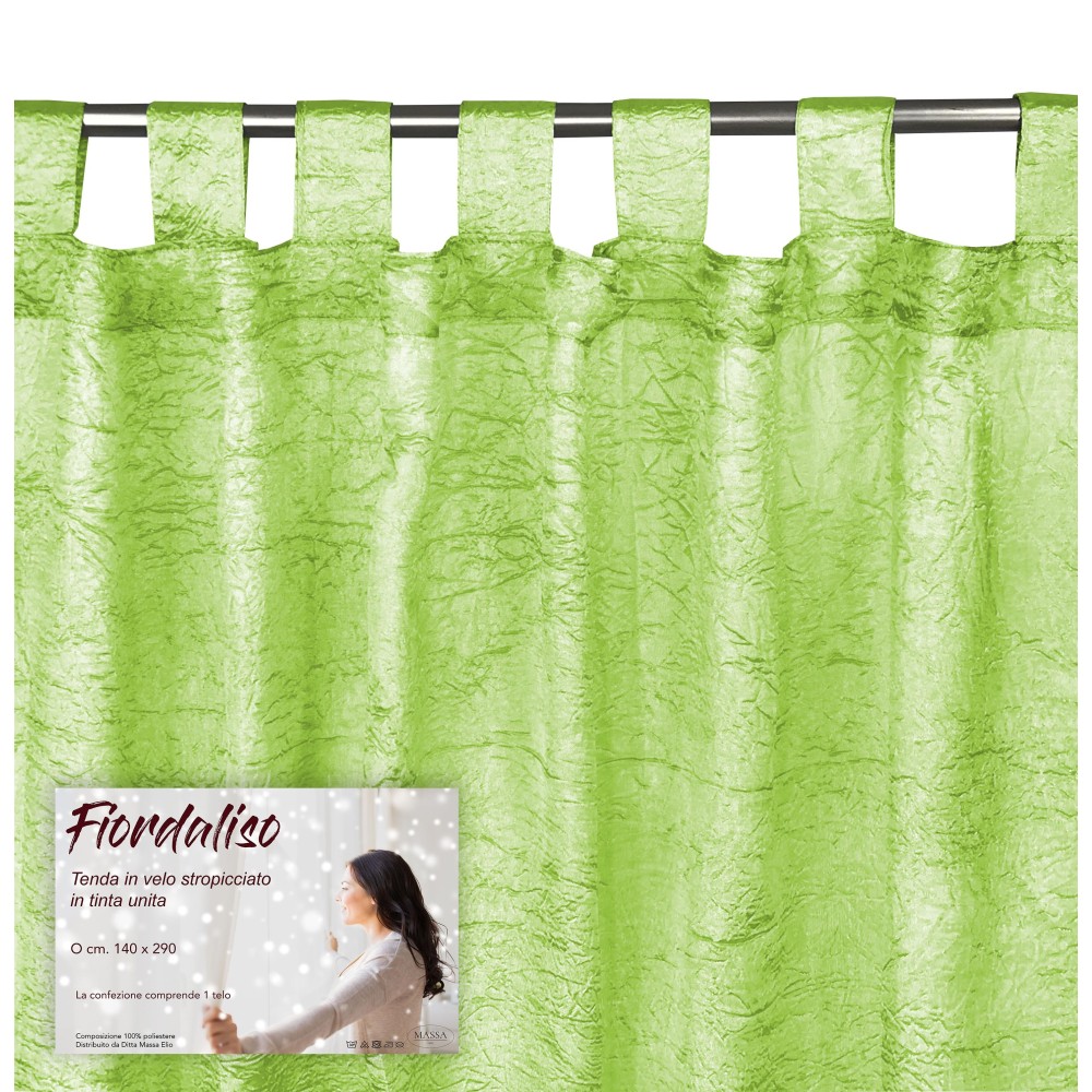FIORDALISO VORHANG in Unifarbe GRÜN CM. 140X290 verpackt
