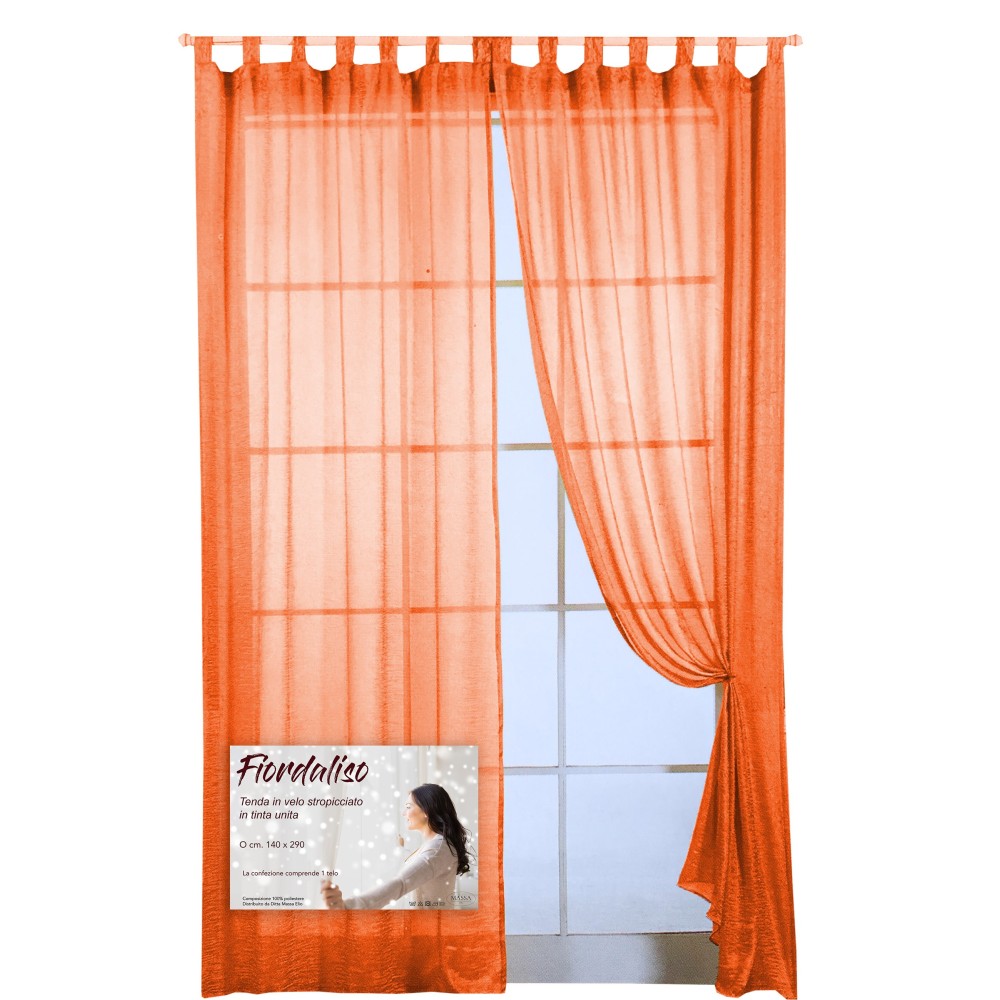 FIORDALISO VORHANG in der Unifarbe ORANGE CM. 140X290 verpackt