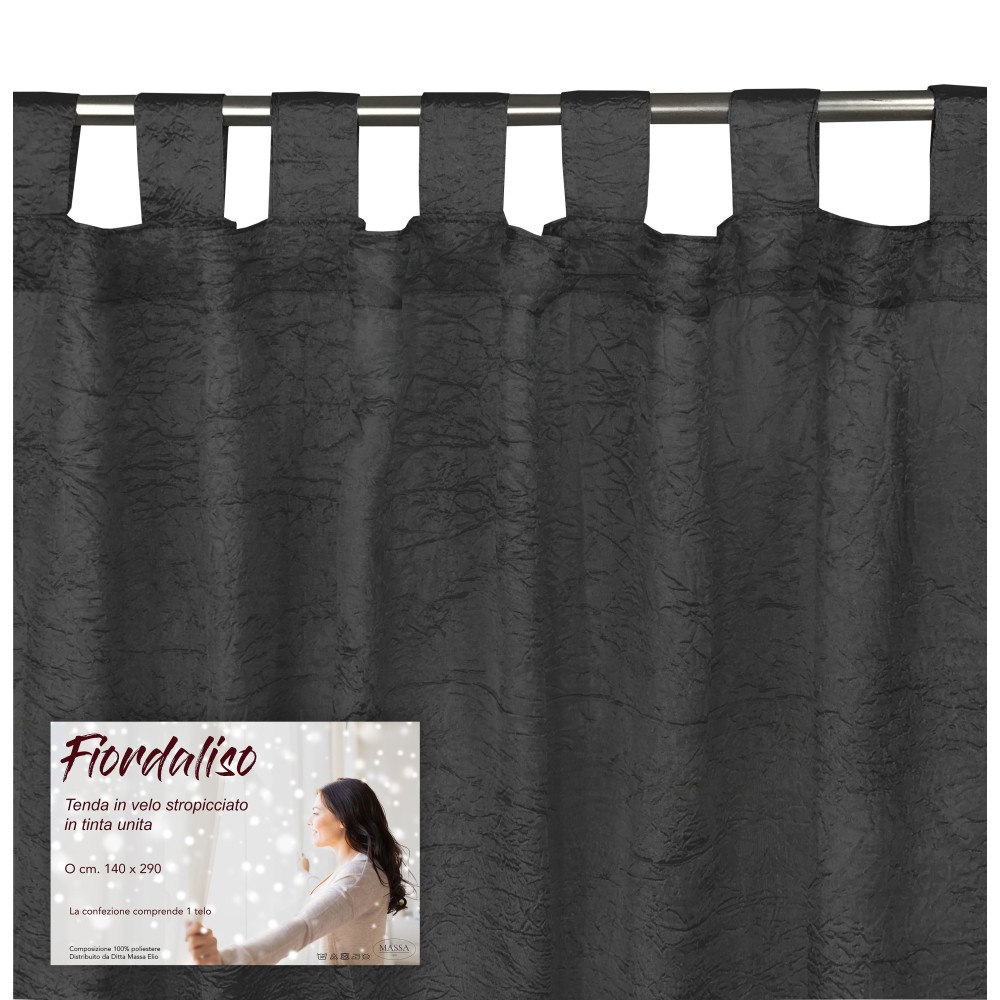 TENDA FIORDALISO in tinta unita NERO CM. 140X290 confezionata