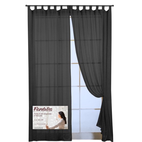 TENDA FIORDALISO in tinta unita NERO CM. 140X290 confezionata