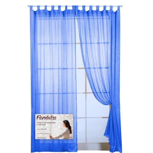 TENDA FIORDALISO in tinta unita AZZURRO CM. 140X290 confezionata