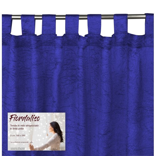 FIORDALISO CURTAIN in solid color DARK BLUE CM. 140X290 Packaged