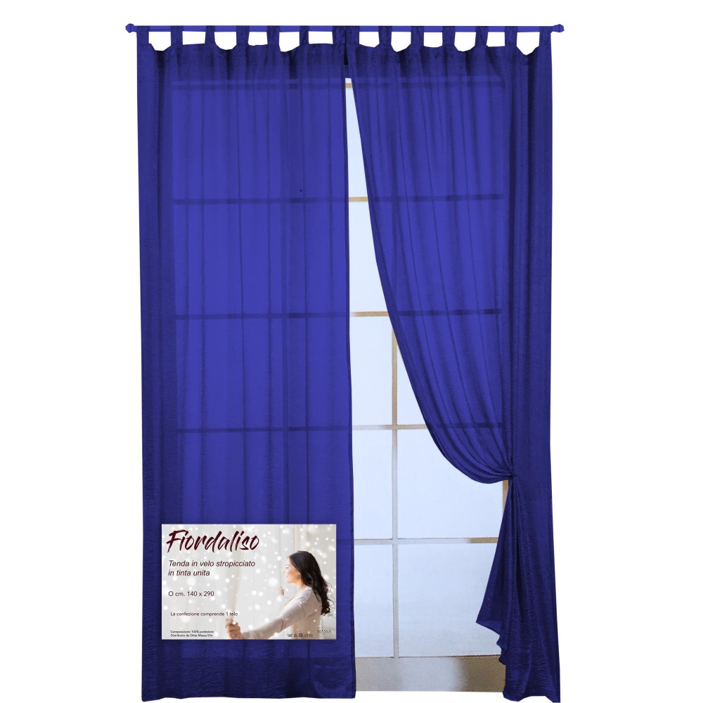 CORTINA FIORDALISO en color liso AZUL OSCURO CM. 140X290 Empaquetado